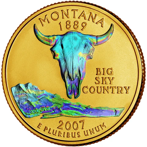 2007 Montana Quarter 24 Karat Gold layered with Hologram Detail Cover
