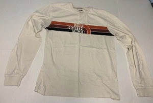 The North Face Logo Langarm Shirt Herren M Off White Elfenbein Farbe GEBRAUCHT LESEN - Bild 1 von 12