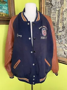 VTG 50s/60s Varsity Jacket Bill Pierre's Ford City Motors Leather Mens XL XXL - Picture 1 of 8