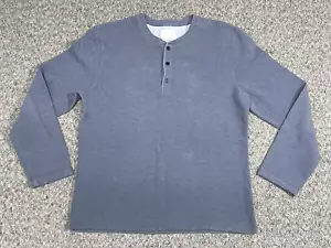 Camicia Billy Reid Henley uomo taglia L grande pullover grigio a costine manica lunga - Foto 1 di 16