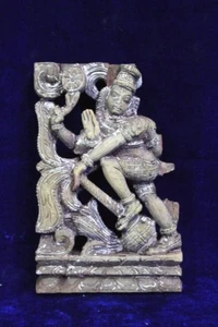 Wooden Carved Meenakshi Panel Old Vintage Antique Home Decor Collectible - Picture 1 of 6