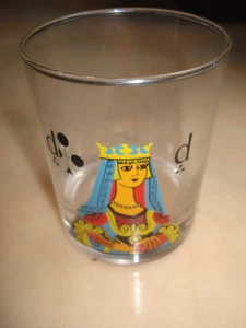 tolles Skat Glas m. Kreuzdame aus 60er Glas Wasserglas / Whiskeybecher vintage - Bild 1 von 2