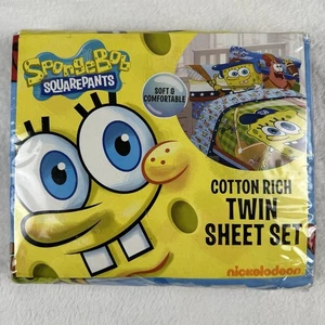 SpongeBob SquarePants NEW Sealed 2008 3 Piece Twin Sheet Set Cotton Rich - Picture 1 of 4