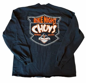 Camiseta de Colección Años 90 Chuys Bicicleta Noche Motociclista Gráfica Manga Larga Negra Talla Grande - Imagen 1 de 4