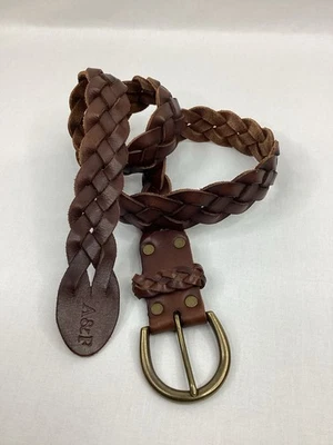 Cinturón de cuero tejido Abercrombie & Fitch talla M/L marrón para mujer se adapta a 34" a 36"" Foto 1 de 4