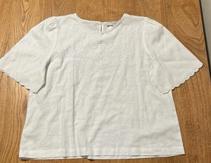 Ann Taylor LOFT Leinen Hemd Weiß Large Kurzarm NEU mit Etikett Qualität - Bild 1 von 7