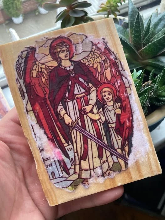 St Raphael: Mini Wood Plaques  - Image 1 of 1