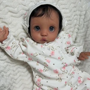 16inch Reborn Baby Doll Toddler Doll Short Hair Dark Skin Baby Handmade Gift Toy - Picture 1 of 2