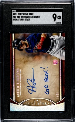 Andrew Benintendi 2017 Topps Five Star Rookie Auto Go Sox! Inscription /20 SGC 9 - Image 1 of 2