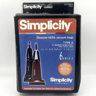 Bolsas de vacío Simplicity Symmetry y serie 6 SAH-6 HEPA tipo A - 5 BOLSAS EN TOTAL Foto 1 de 4