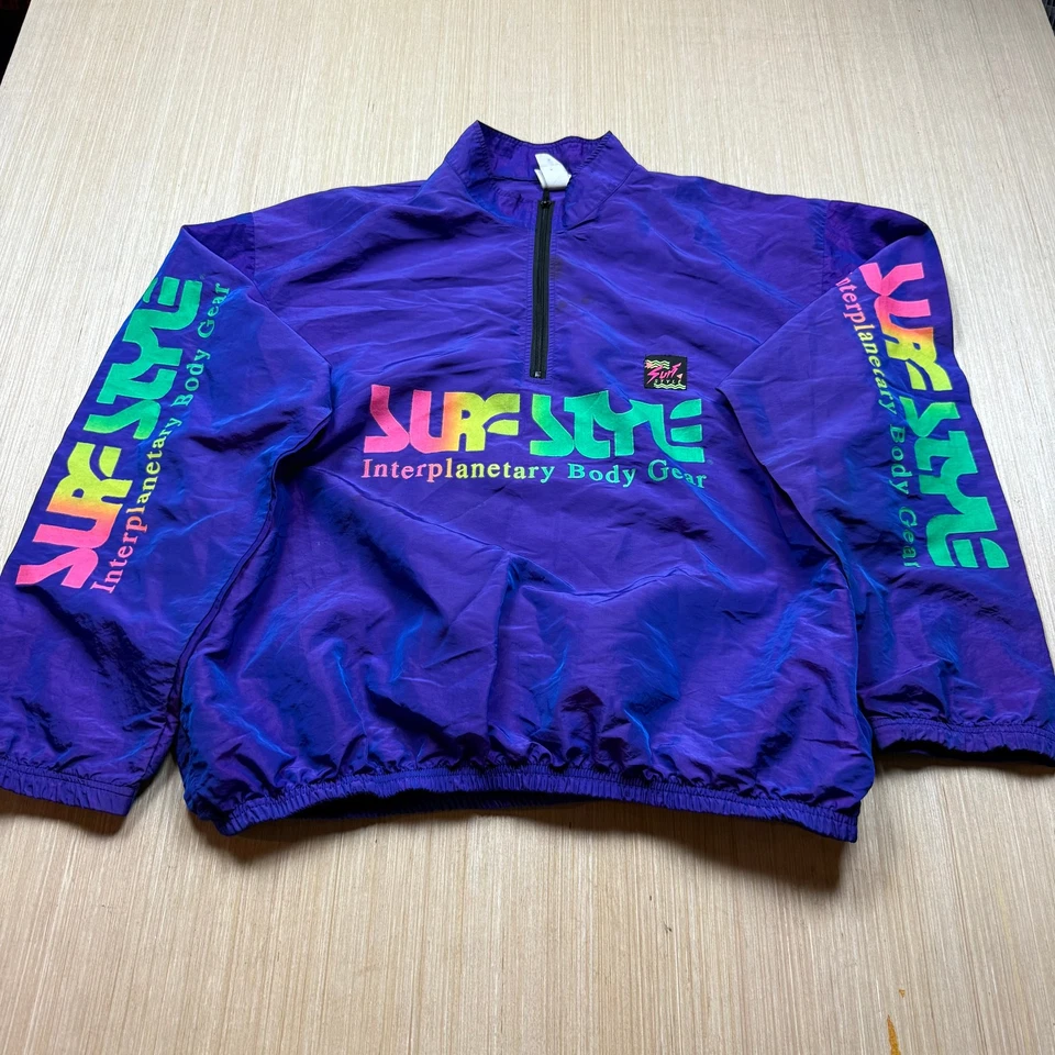 Vintage Surf Style Windbreaker Jacket 90s Iridescent 1/2 Zip Pullover L one size - Image 1 of 4