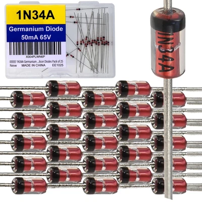 1N34A Germanium Diode (25Pcs) 1N34 50Ma 65 Volt 65V 50 Millimap IN34A 1N34 IN34 - Image 1 of 3