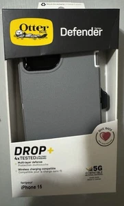 iPhone 15 gris OtterBOX série Defender avec étui étui - Photo 1 sur 2