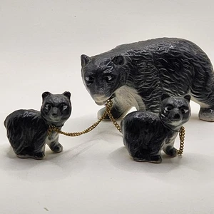 Vintage Bone China Mama Bär und Jungen angekettet - Bild 1 von 8