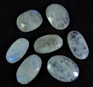 113Cts. Natural Rainbow Moonstone briolette cut Oval Gemstone 07Pcs Lot - Picture 1 of 9