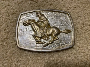 Bronze Belt Buckle Cowboy Riding Horse Hong Kong Rare Collectible Free Ship - Picture 1 of 2