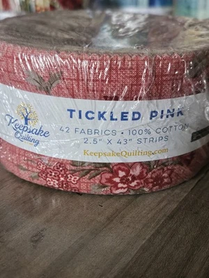 Acolchado de recuerdo - Rollo de gelatina rosa cosquillas - Tiras de tela de algodón de vidrio Henry Foto 1 de 4