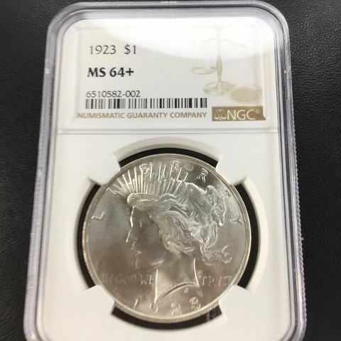 1923 Silver Peace Dollar $1 NGC MS64+ | Stunning Icy White Gem Mint State Cover