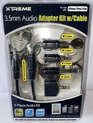 Xtreme 3.5 毫米音频适配器套件带电缆 - 5 件 - 50655 - 黑色 — 第 1/3 张图片