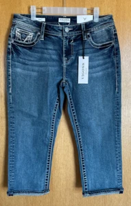 Vigoss NWT Heritage Fit Capri Denim Jeans Women's Sz 10 Medium Wash Mid Rise - Picture 1 of 16