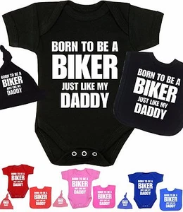 BabyPrem Ropa de Bebé BIKER Body Chaleco Sombrero Babero Conjunto Divertido Novedad Ducha Regalos - Imagen 1 de 4