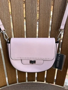 NWT Steve Madden Womens Front Flap Shoulder Crossbody Bag Purse Pink Silver Trim - Picture 1 of 23