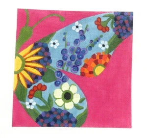 Alice Peterson Small Butterfly Floral Wing Pink Handpainted Needlepoint Canvas - Picture 1 of 1