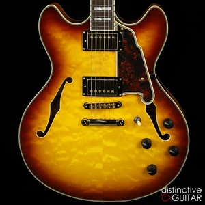 BRAND NEW D'ANGELICO EXCEL DC XT ICED TEA BURST QUILT TOP HH SEMI HOLLOW GUITAR - Picture 1 of 12