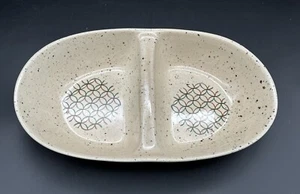 VTG Metlox Vernonware USA Divided Dish Speckled Teal Brown Atomic Pattern MCM - Picture 1 of 8