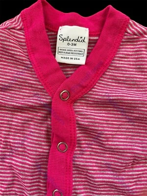 Splendid EUC Fuchsia/Lavender Stripe Soft Knit Snap Front Coverall-0-3Mos - Image 1 of 4