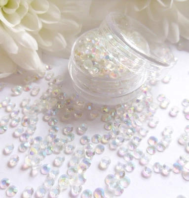 3mm Clear AB Rhinestone Pearl Gem Pot App 320 Flat Back Wedding Nail Art Craft