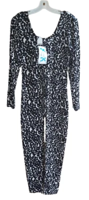 Vintage Krystal K Int'l Sexy Party Stretch Velour Leopard Print Catsuit,Bodysuit - Image 1 of 4