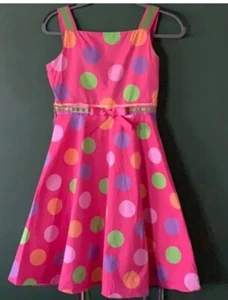 Rare Editions pink polka dot sun dress 14 - Picture 1 of 7