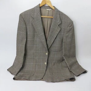 Vintage Bill Blass Houndstooth with Blue Stripe Blazer Single Vent - Picture 1 of 20