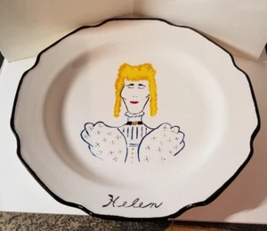 2 Vintage Virginia Folk Art Hand Painted Portrait Plates Helen and Dean 1956 - Picture 1 of 4