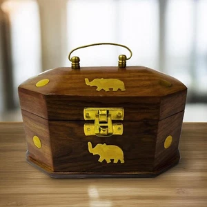 Elephant Décor Organizer Handmade Wooden Jewelry Box for Women | 7x5" - Picture 1 of 6