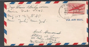 1953 cover Sgt Francis A Bishop Marine Det USMS Navy 117 13606 Trinidad to Maine - Picture 1 of 1