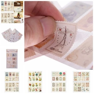 2X Scrapbook Note Paper Retro Tower Flower Stamps Stickers Decor Sticker -ca