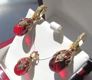 JUEGO DE PENDIENTES COLGANTES DE GRANATE HECHOS A MANO PLATA ESTERLINA SÓLIDA RUSA 925 ORO 24K - Imagen 1 de 8