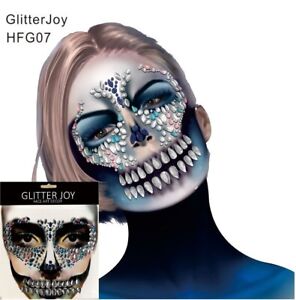 Rhinestone Face Jewels - Halloween Skull Gem Sticker Party Body Stickers 1pc Set