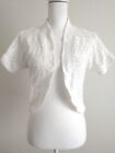 Croft & Barrow Short Sleeve Crop Sweater Cardigan Bolero Shrug White Medium