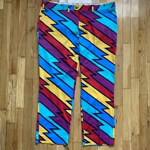 Loudmouth Pants Mens 42x30L Multicolor Golf Retro Lightning Bolt Thunder Vibrant - Picture 1 of 8