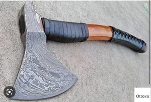 CUSTOM HANDMADE DAMASCUS STEEL VIKING HATCHET TOMAHAWK HUNTING TACTICAL AXE - Picture 1 of 1