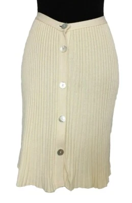 Women's Geoffrey Beene Skirt Sz L Knit Winter White Pleated Cotton Blend - Image 1 of 4