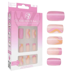 W7 Cosmetics Glamorous Nails - Easy Livin' False Fake Nails Pink Long Glue Inc - Bild 1 von 1
