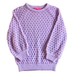 Suéter Lilly Pulitzer Corabelle Manga Globo Púrpura Iris Lana Talla Mediana - Imagen 1 de 4