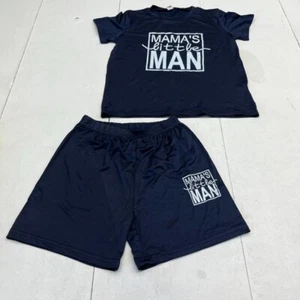 Navy Blue "Mama's Little Boy" Graphic Print 2 Piece Outfit Boys Size Small (6-7) - Picture 1 of 8