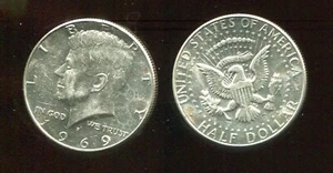 1969-D 40% SILVER-CLAD Kennedy Half Dollar BU (V762) - Picture 1 of 2