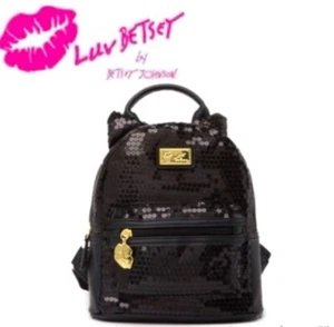Betsey Johnson Black Sequin Cat Ear Mini Backpack Rare! Adorable!! - Picture 1 of 15