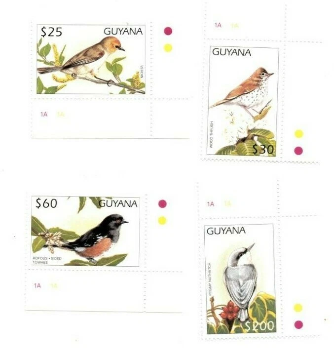Guyana 1997 - Birds - Set Of 4 Stamps - Scott #3219-22 - MNH - Image 1 of 1